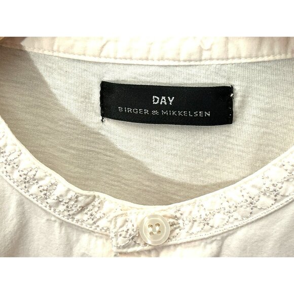 Day Birger et Mikkelsen Cream Long-Sleeve Button-Down Embroidered Top Medium - Picture 4 of 8